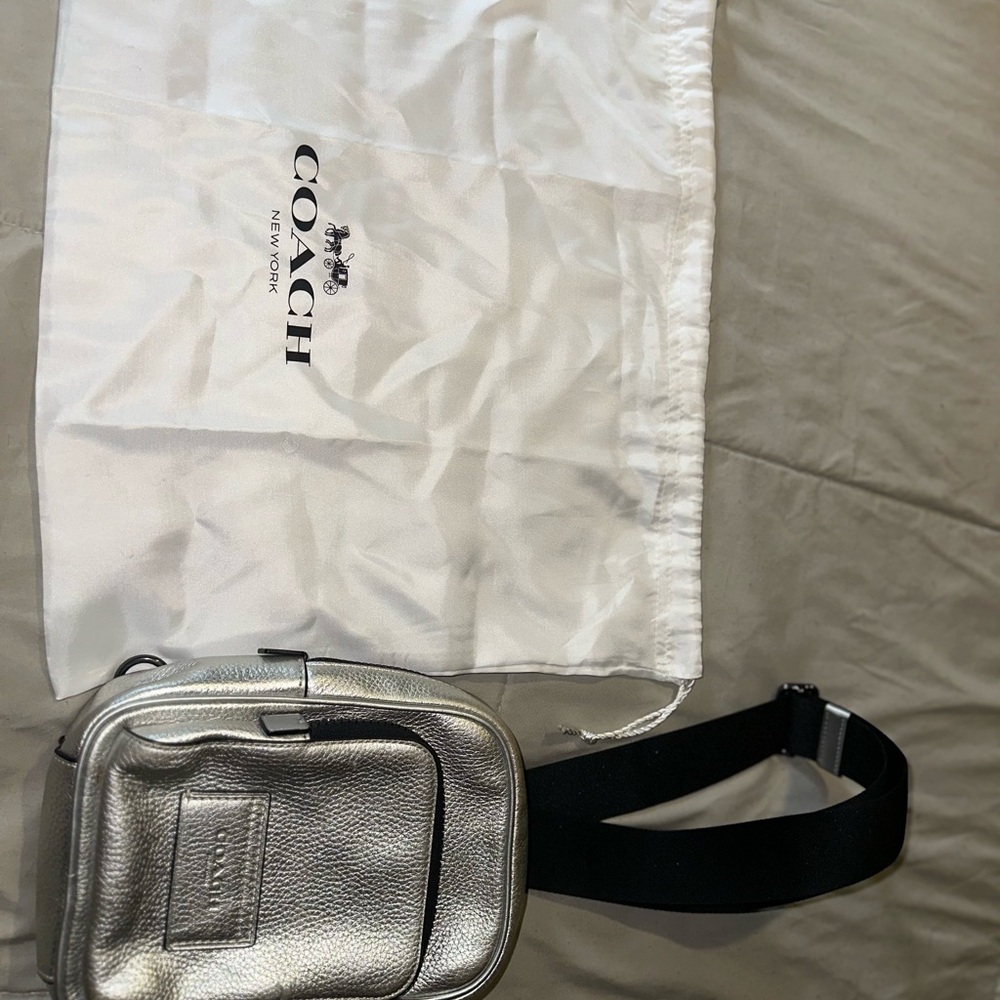 Coach Metallic Silver Track Pack Bag
